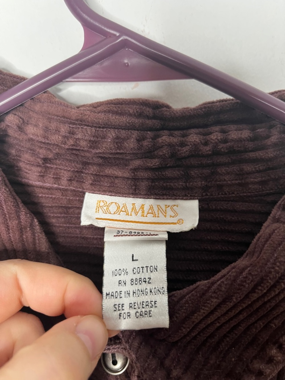 VTG Wide Wale Corduroy Button-Up Shirt Jacket in Brown 100% Cotton Women's L - Picture 5 of 6